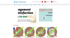 Capture d'écran du site Buyfollowers.fr et de ses blocs de réassurance client